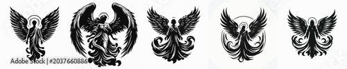 Schilderij op canvas Vector silhouette of archangel