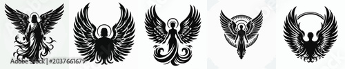 Schilderij op canvas Vector silhouette of archangel