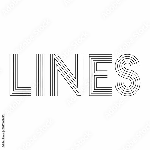 Minimalist typography design featuring the word LINES written with parallel black lines.