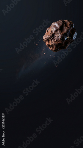 A realistic chocolate meteor floating gracefully in the top right corner.