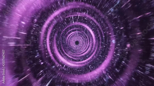 Abstract digital tunnel with lightning effects and concentric circles