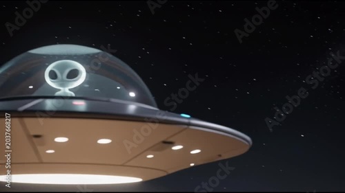 Alien UFO Pilot Flying Over Night Desert