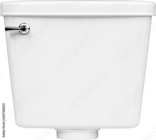 White porcelain toilet tank isolated on transparent background