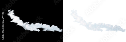 Cuadro en lienzo Long white smoke trail on transparent background isolated for special effects and design
