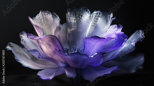 Purple flower, dark background, studio shot, floral design