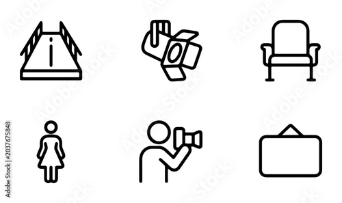 Tableau sur toile Cinema Icons, Film Set Graphics, Entertainment Symbols, Movie Production Element
