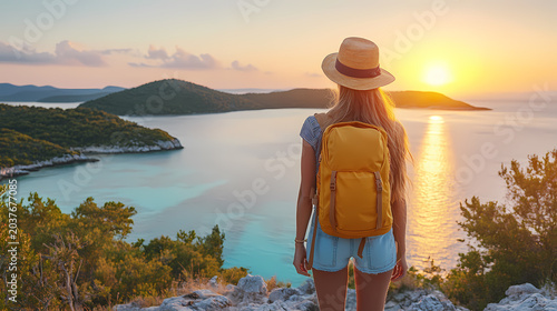 A Woman's Peaceful Sunrise Hike at Coastal Cliffs