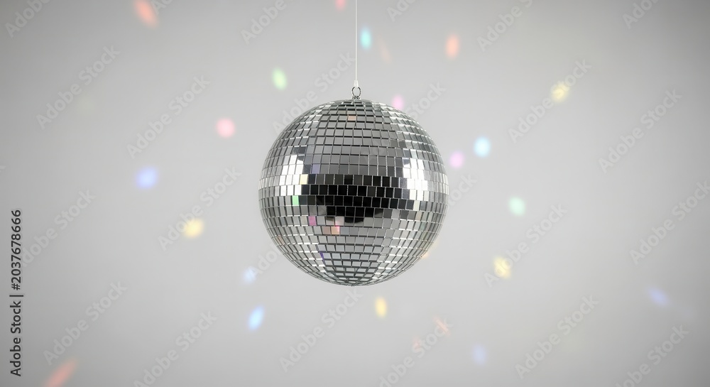 Obraz premium Disco ball with colorful lights shining.