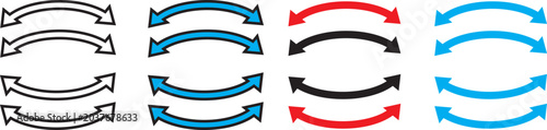 Photos Arrow icons for dual sided curve interface, containing precise digital rotation and exchange graphics in an isolated web design collection