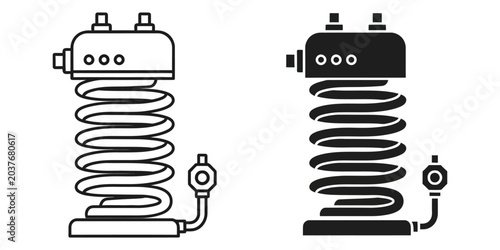 Foto Coil heater element with regulator and manifold in solid black silhouette style