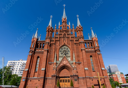 Photography Gothic cathedral of the Immaculate Conception of the Holy Virgin Mary in Moscow,
