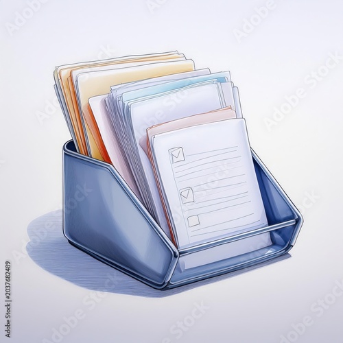 Organized document holder showcasing files and checklists in a sleek design for efficient workspace.