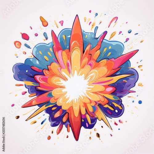 Vibrant abstract explosion graphic bursting with colors, perfect for creative projects and design elements.