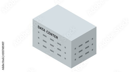 isometric data center building exterior vector illustration