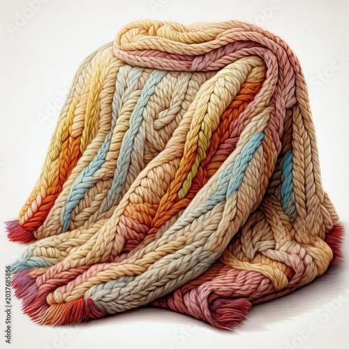 A cozy, colorful blanket draped artistically, inviting warmth and comfort to any living space.