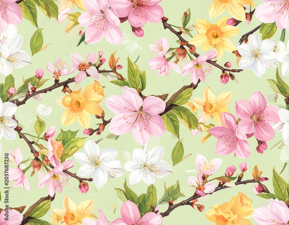 Obraz premium seamless pattern with pink flowers