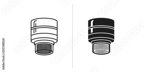 Картината върху платно Isolated close up of a modern showerhead fixture in outline and solid black vect