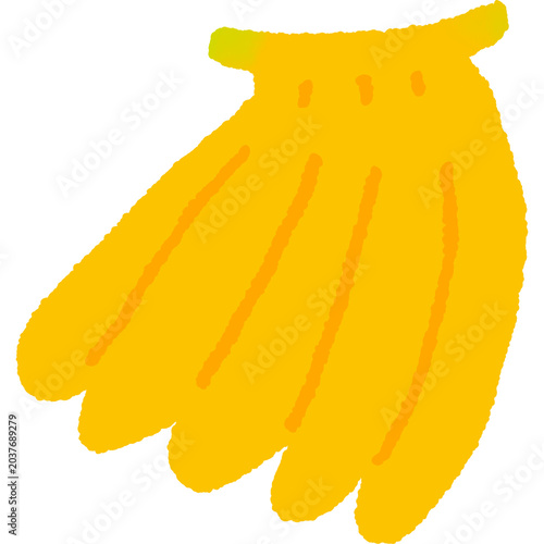 Cute yellow banana bunch cartoon illustration