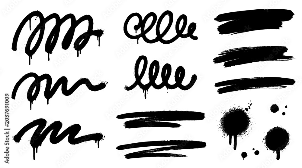 Obraz premium Graffiti spray paint squiggles drips brush strokes and splatters