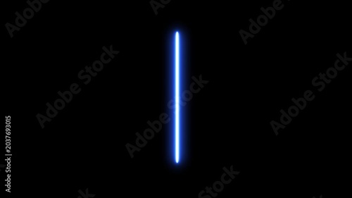 Single vertical glowing blue line animation on black background laser light