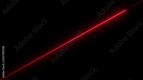 Abstract red glowing laser line moving diagonally on a black background light