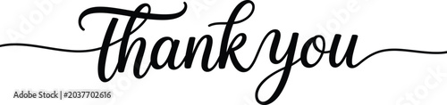 Foto Thank you message in elegant black calligraphy isolated on transparent backgroun