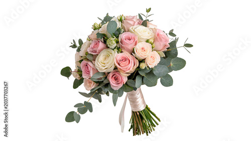 Obraz na plátně Beautiful elegant wedding flower bouquet rose bridal floral gift on transparent