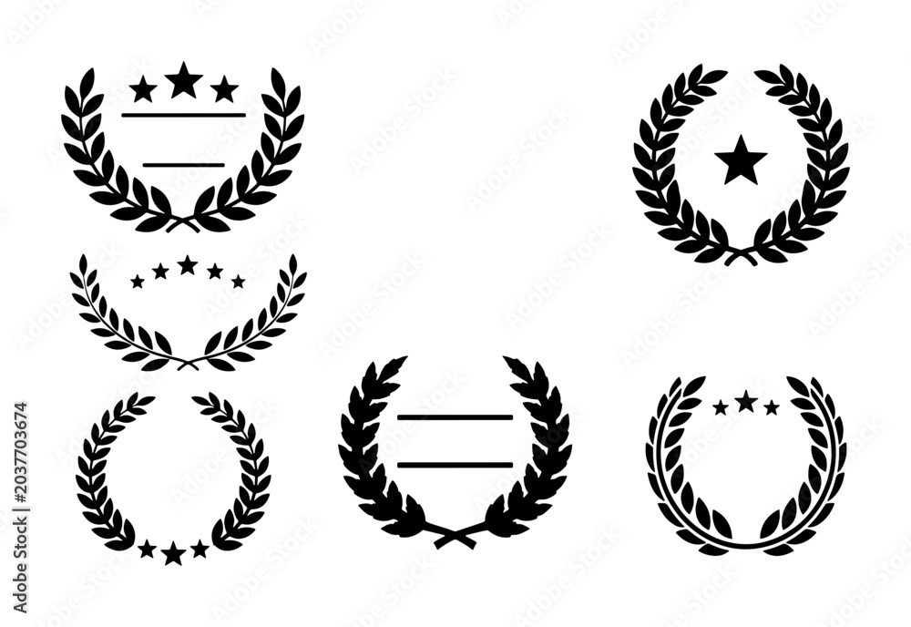 Fototapeta premium Laurel Wreath Icons, Victory Emblems, Award Badges, Achievement Seals, Recognition Graphics