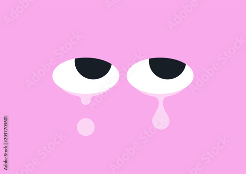 Canvas-taulu Crying eyes express deep emotions and unveil sorrowful stories in a vibrant pink