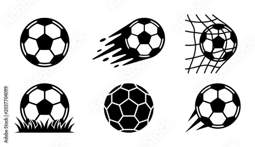 Photos Soccer Ball Icons Set: Action, Goal, Grass, Motion, Sport Graphics