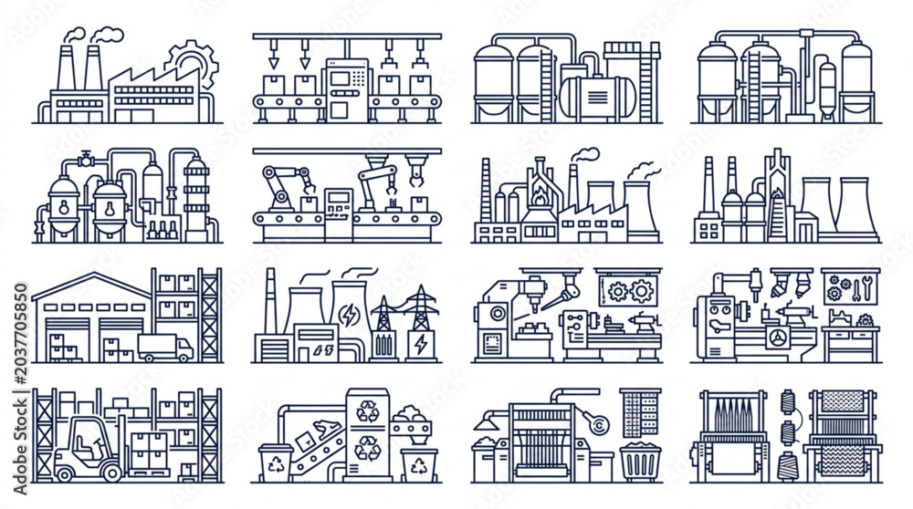 Naklejka premium Industrial factory buildings and facilities.