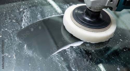 Polishing car windshield to remove etched hard water spots