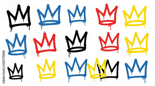Photos Spray painted graffiti crown symbols with dripping paint set