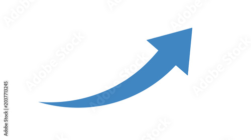 Bild auf Leinwand Blue curved arrow icon pointing upward to the right