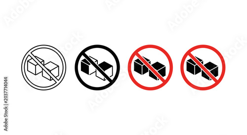 Tableau sur toile No sugar cube prohibition sign icons set on white background