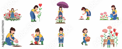 Tableau sur toile Young Girl Nurturing Mental Health and Emotional Growth Metaphorical Illustratio