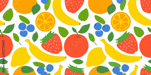 Fresh fruit pattern a vibrant repeating illustration on white background