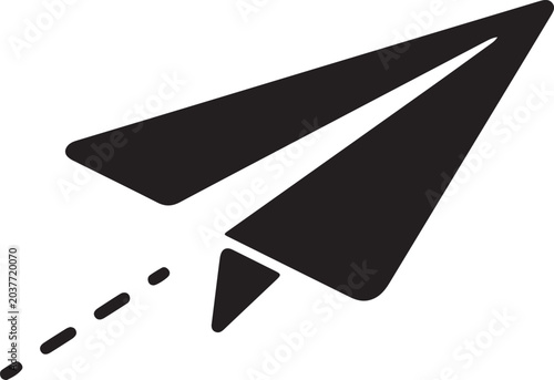 Paper Airplane with Flight Trail – Vector Silhouette