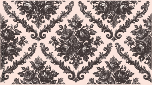 Canvas-taulu Damask seamless pattern element