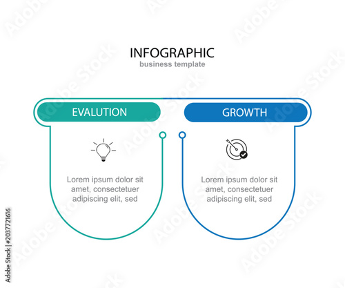 business infographics options banner with 2 steps