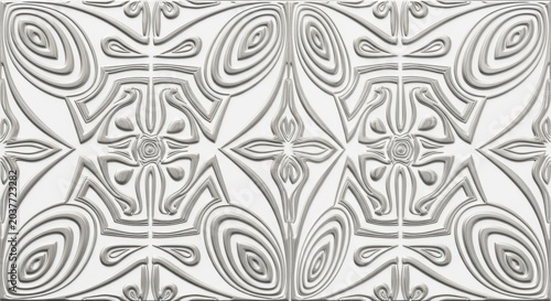 Abstract geometric pattern with embossed texture, isolated on white background
