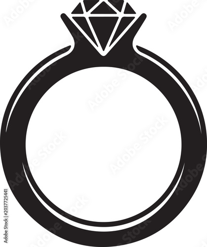 Diamond Ring Silhouette – Vector Illustration