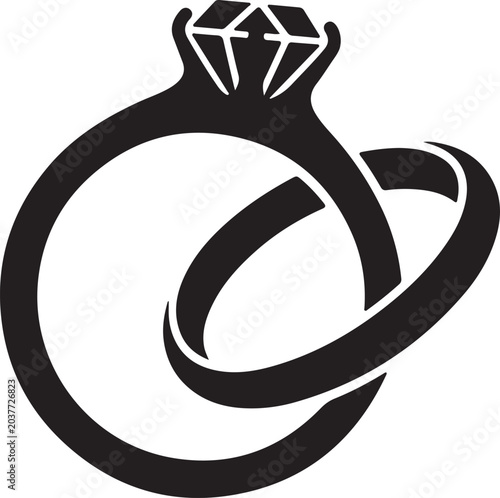 Engagement Ring and Wedding Band – Vector Silhouette