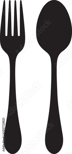 Fork and Spoon Icon – Vector Silhouette