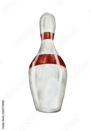 Принти на полотні bowling pins and ball watercolor