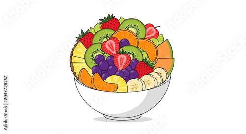 Vibrant Bowl Overflowing with Fresh Assorted Fruits.