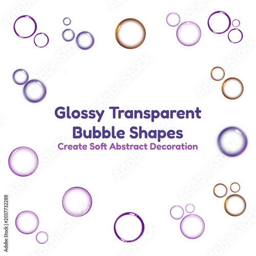 Glossy Transparent Bubble Shapes Create Soft Abstract Decoration