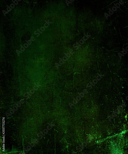 Green grunge scratched background, distressed horror texture