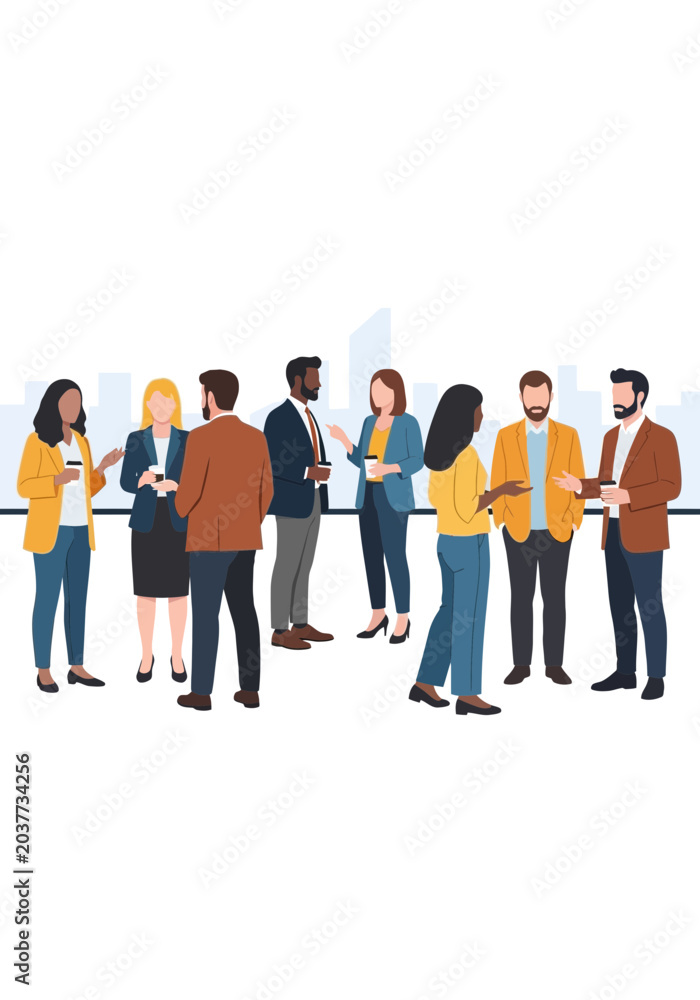 Fototapeta premium Diverse Business Team Having Coffee Break, Office Background