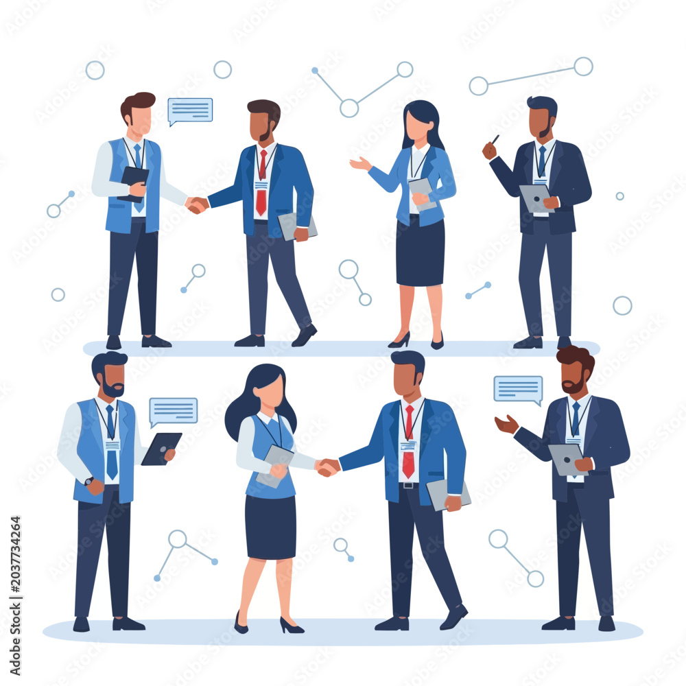 Obraz premium Diverse business team meet ups and team work agreement illustrations
